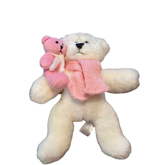 Trilogi Collection Teddy Bears 8" Pink White - Picture 1 of 6